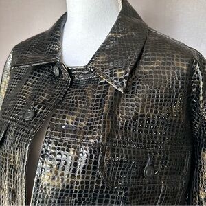 ASOS Metallic Black & Gold Faux Croc Jacket — Y2K Streetwear Statement